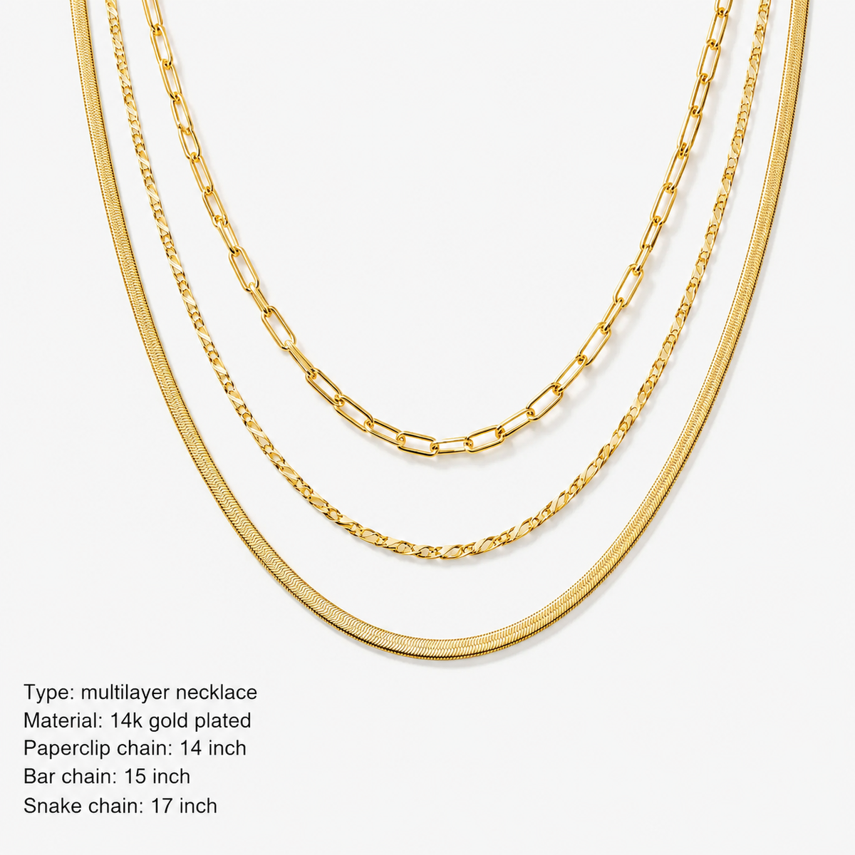 Paperclip Twisted Snake Chain Set