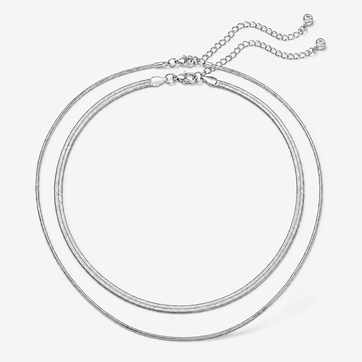 Layered Flat Snake Chain Necklace