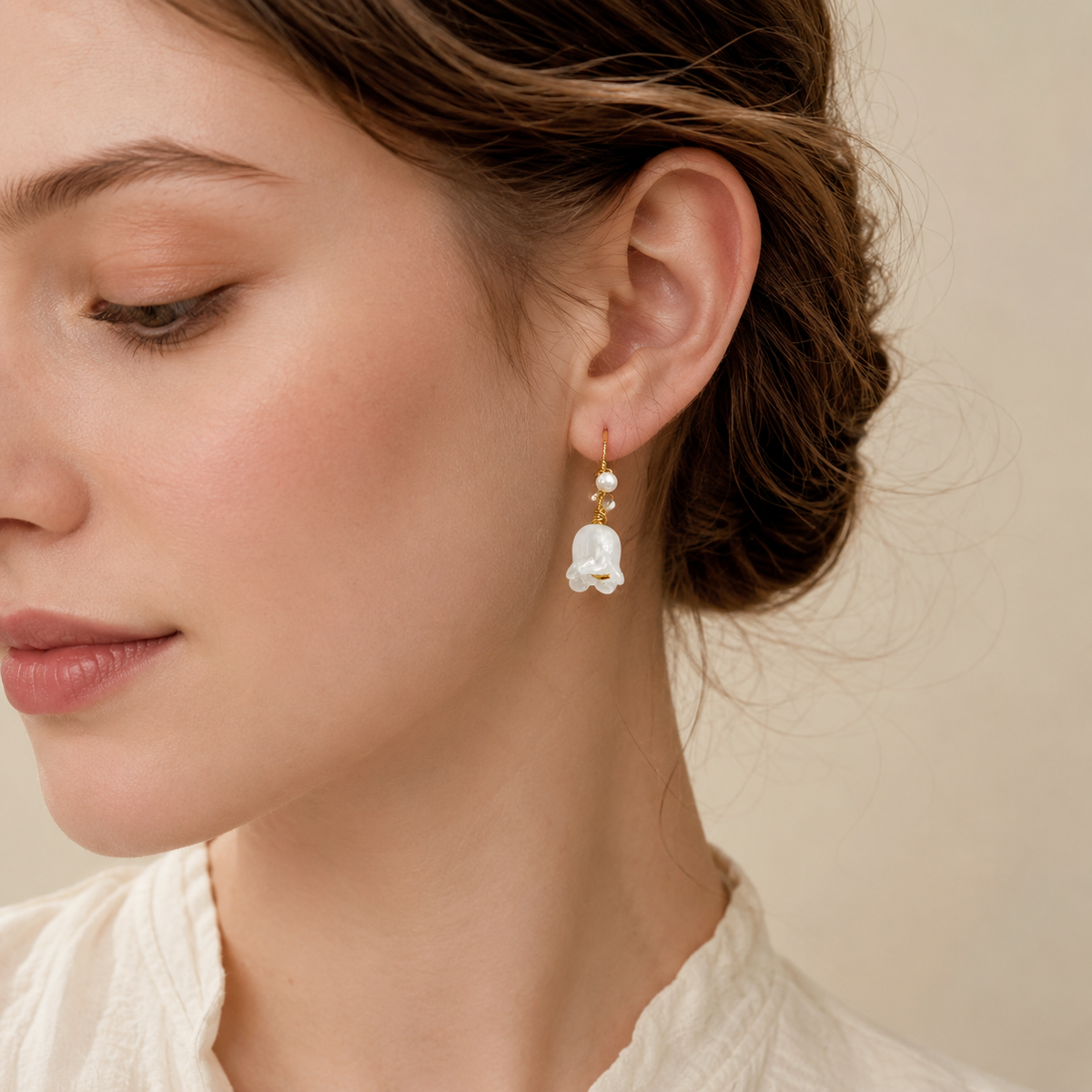 White Magnolia Dangle Earrings