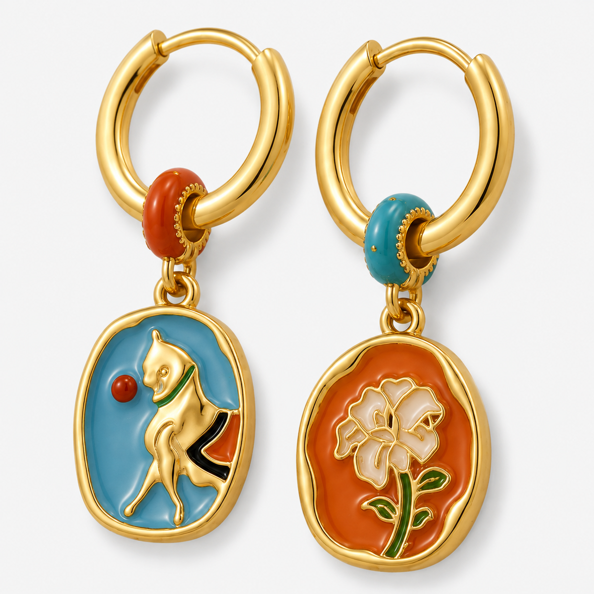 Horse Floral Hoop Earrings