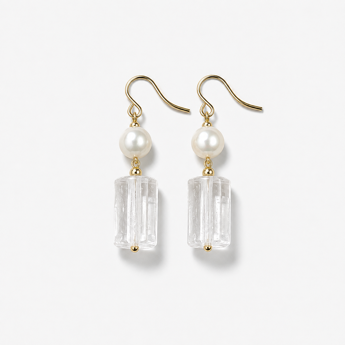 Natural Clear Quartz Freshwater Pearl Earrings