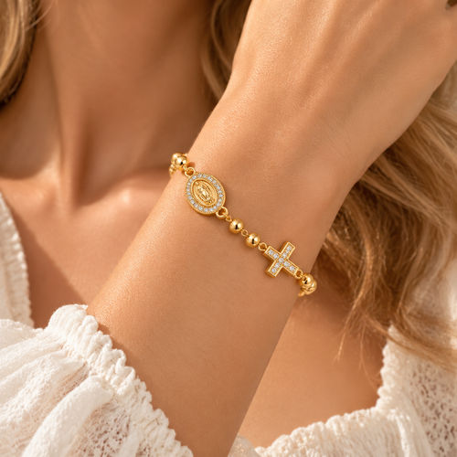 Cross Bracelet Women Pearl Beaded Faith Jewelry