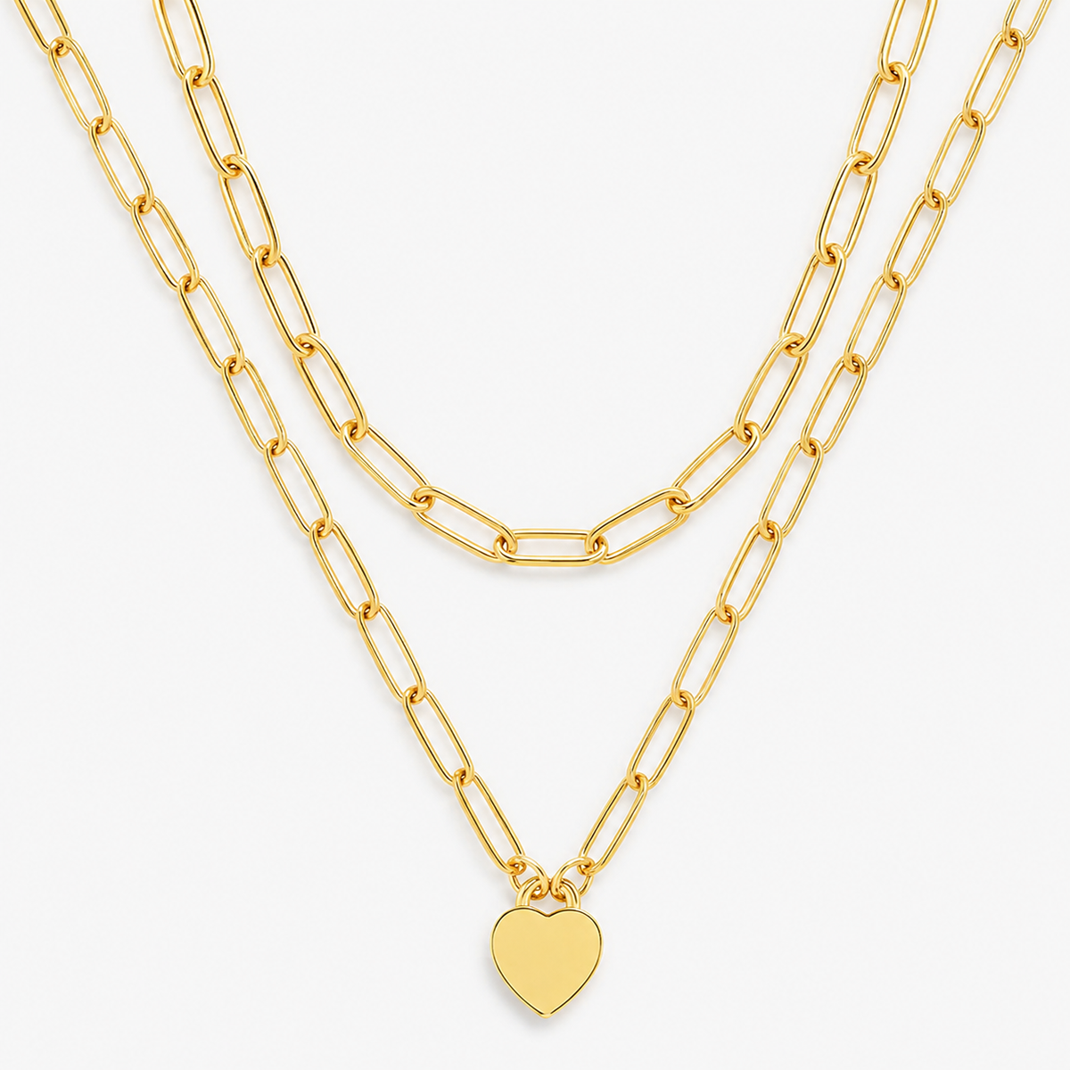 Layered Paperclip Heart Necklace