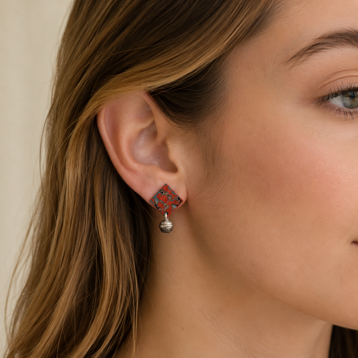 Lacquer Barrel Bead Tassel Earrings