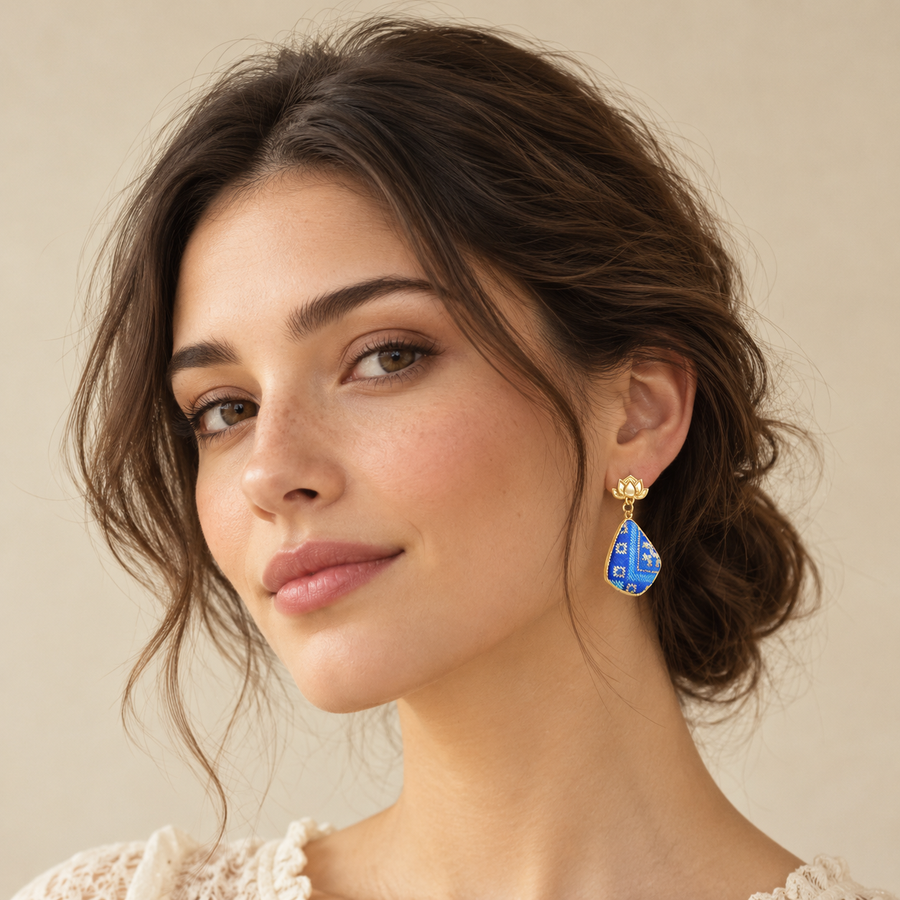 Zhuang Brocade Dangle Earrings