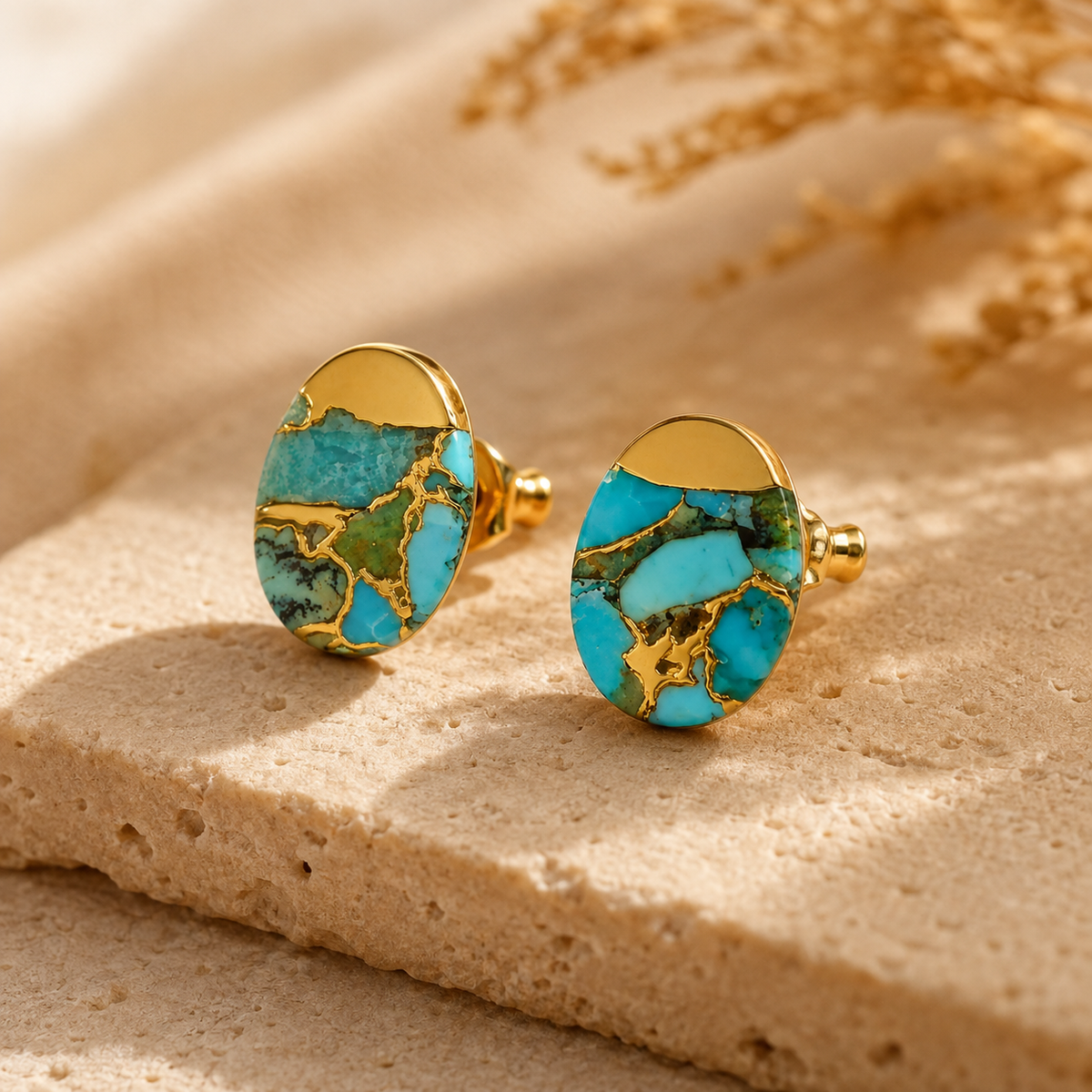 Oval Turquoise Stud Earrings