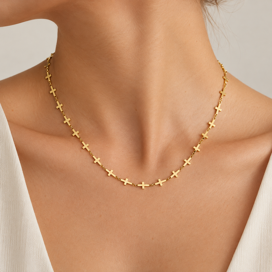 Dainty Cross Choker Necklace