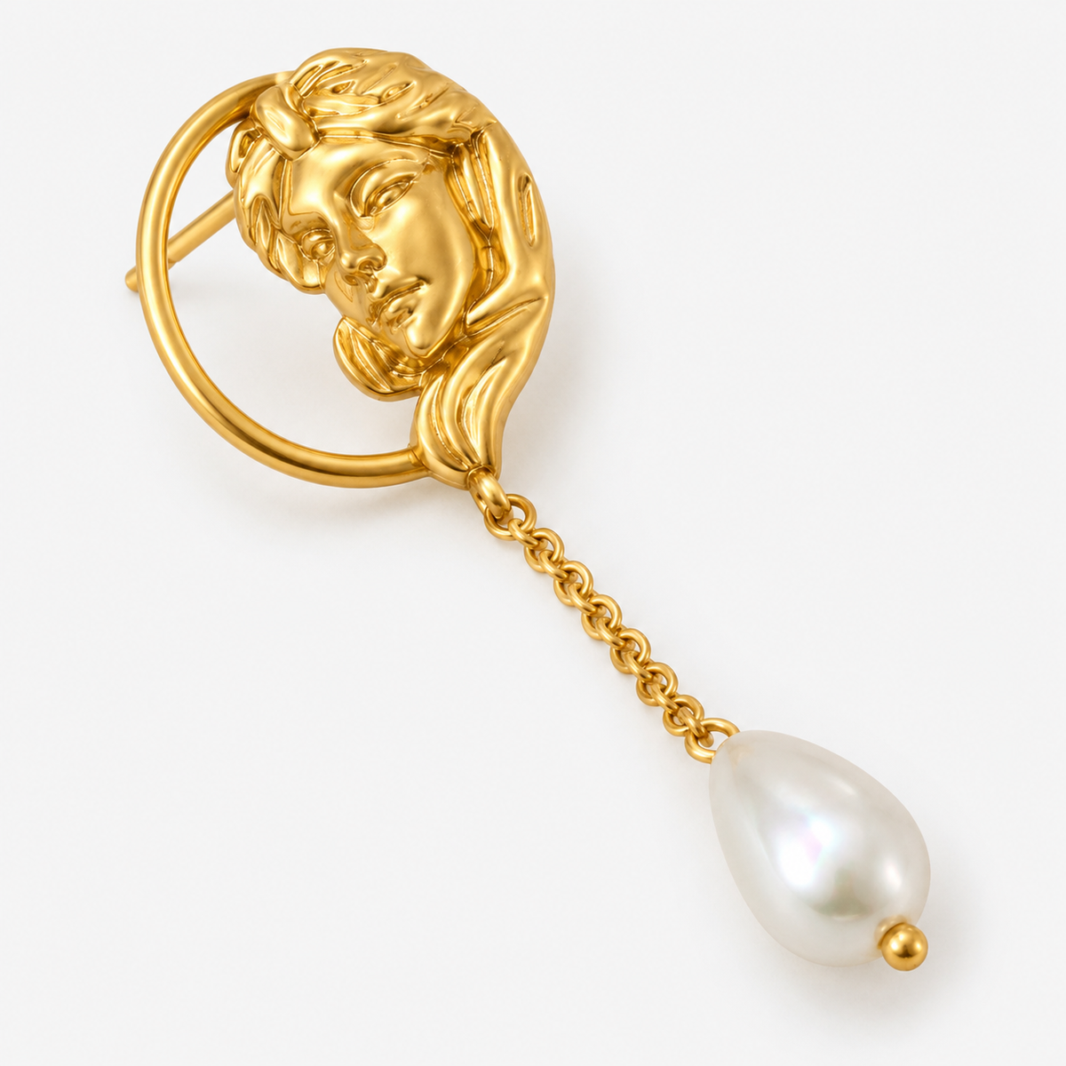 Gold Pearl Tassel Drop Earrings