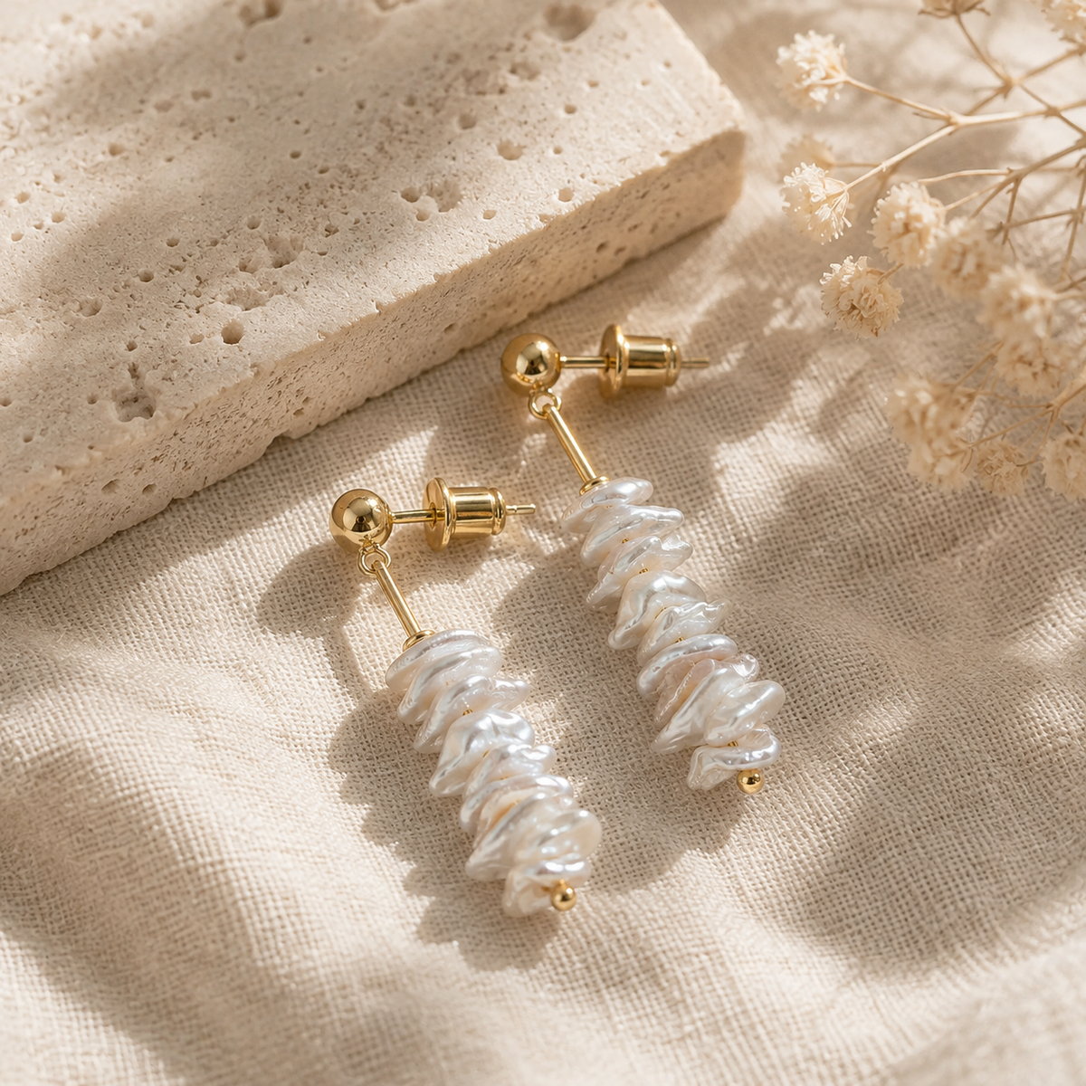 Tiny Baroque Pearl Stud Earrings