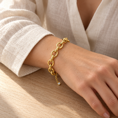 Gold O Link Chain Bracelet