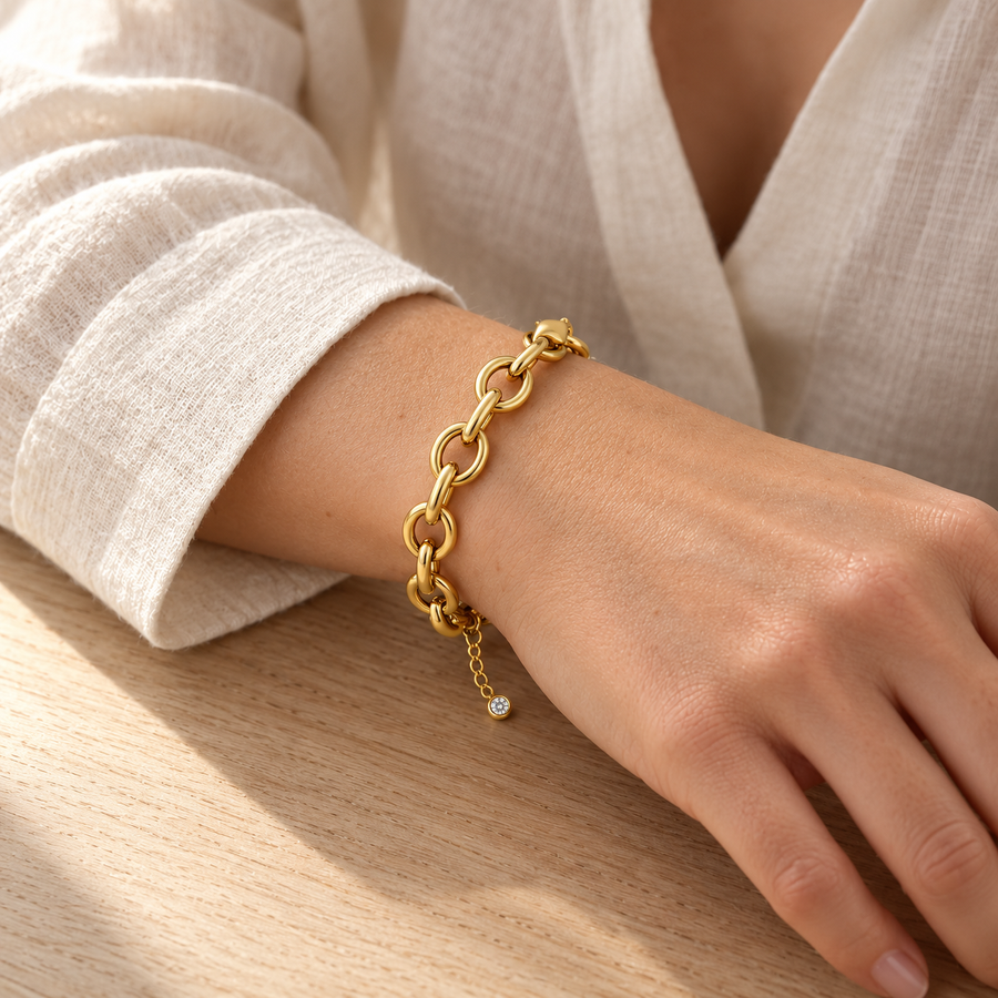 Gold O Link Chain Bracelet