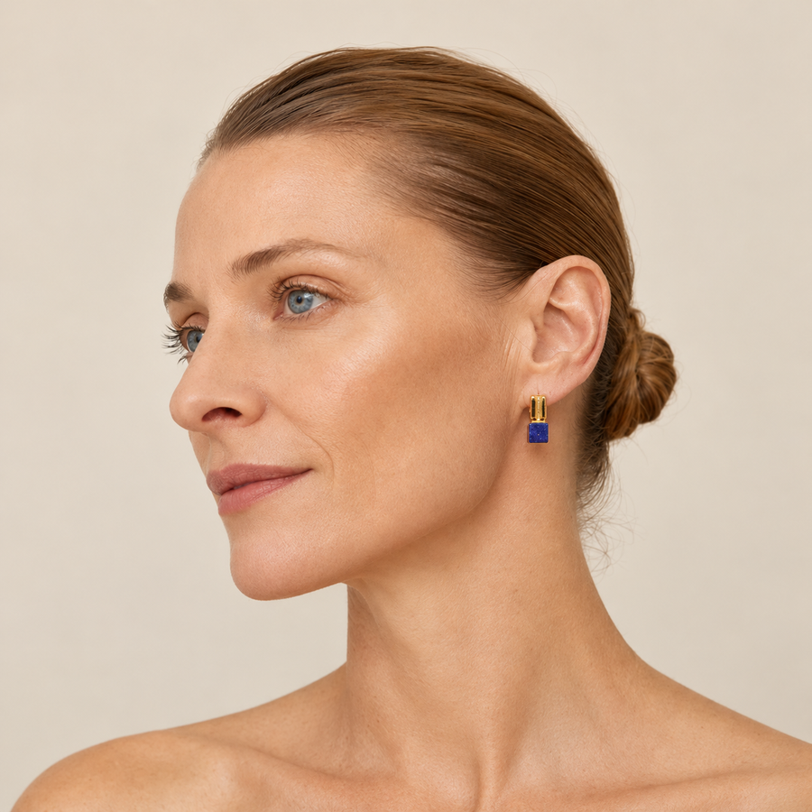 Lapis Lazuli Cube Earrings
