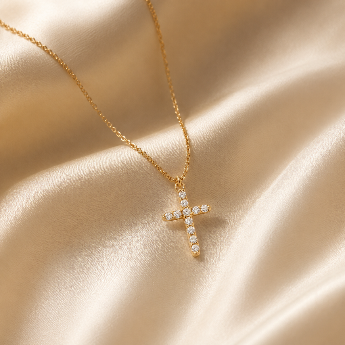 Dainty CZ Cross Necklace