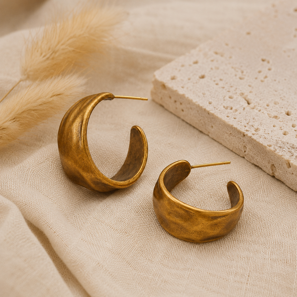 Vintage C-Shape Silver Earrings