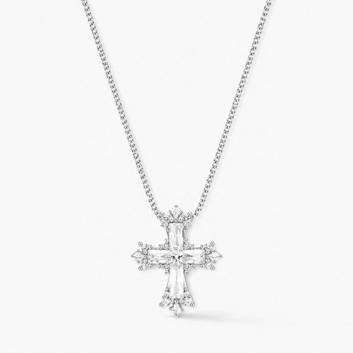 Small Paraiba Cross Pendant Necklace