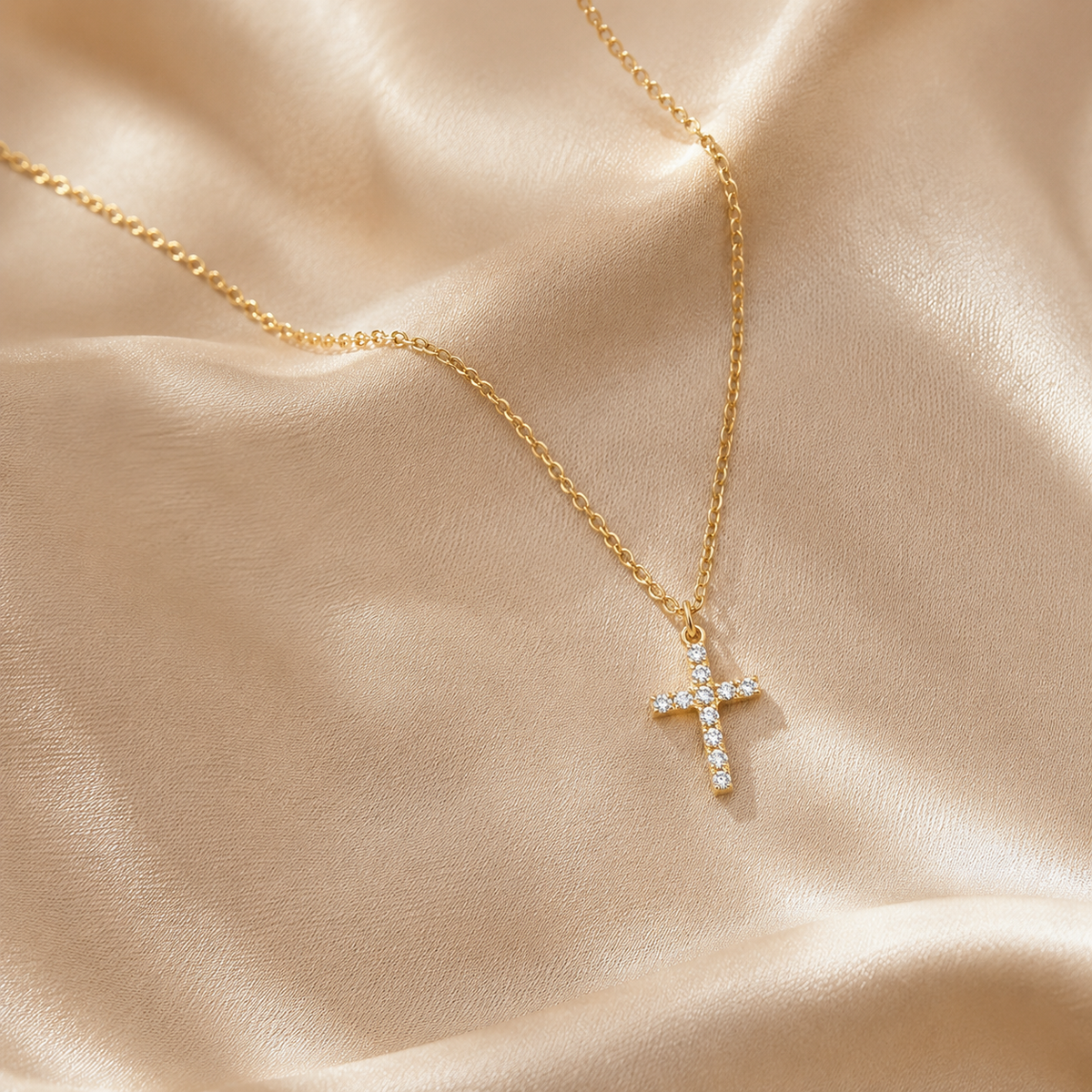 Sparkling CZ Cross Pendant Necklace