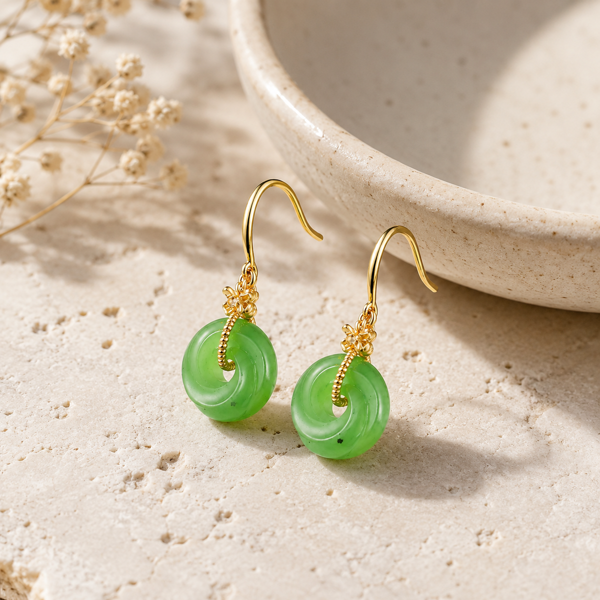 Hetian Jasper Dangle Earrings