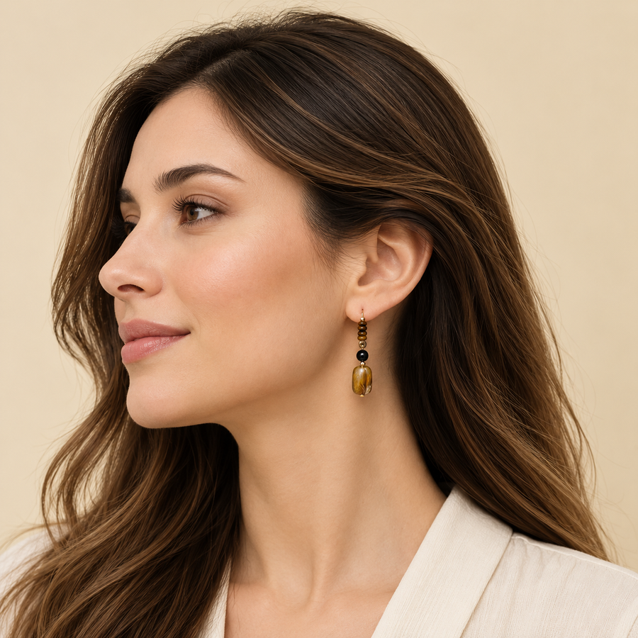 Handmade Tiger’s Eye Drop Earrings