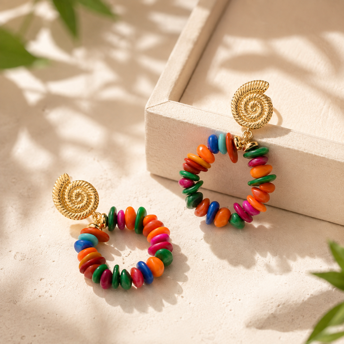 Colorful Natural Stone Clip-On Earrings