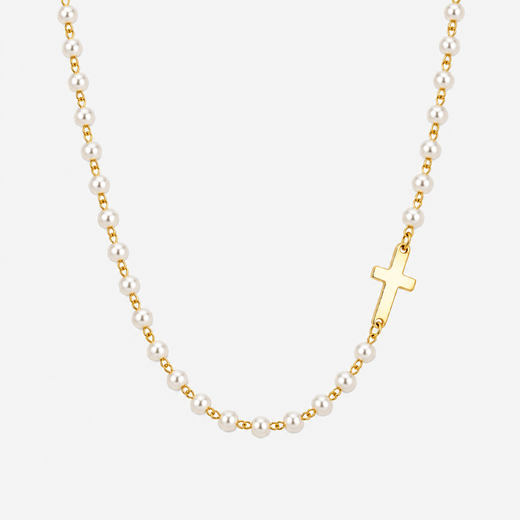Pearl Cross Choker Necklace