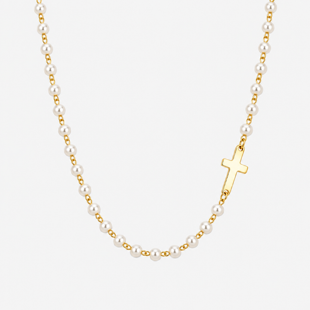 Pearl Cross Choker Necklace