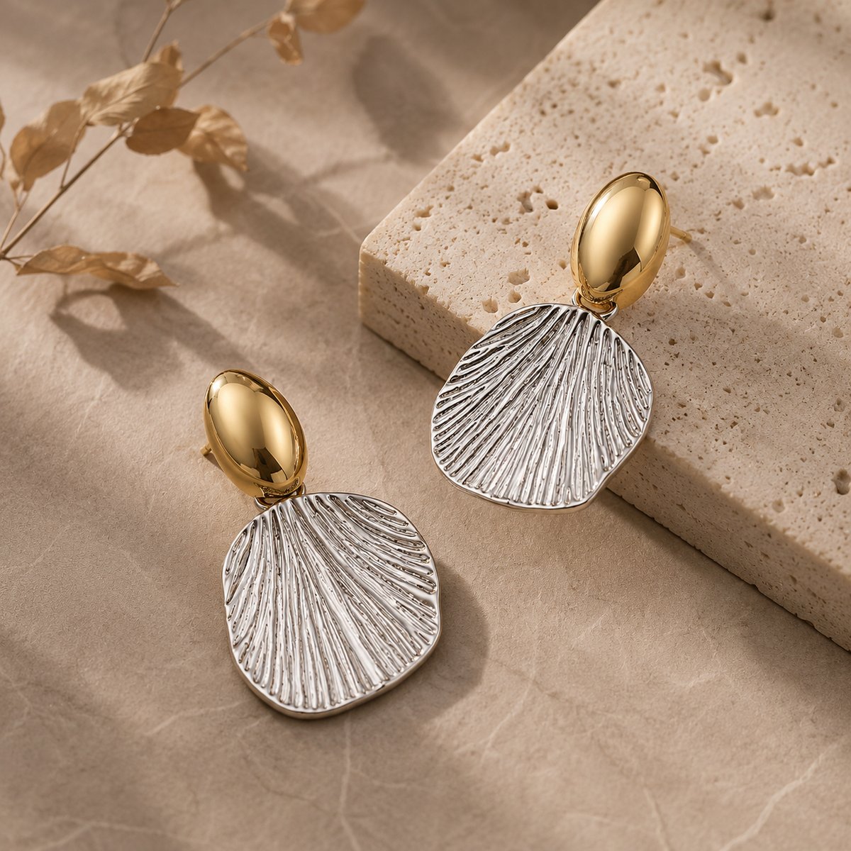 Flower Shell Stud Earrings