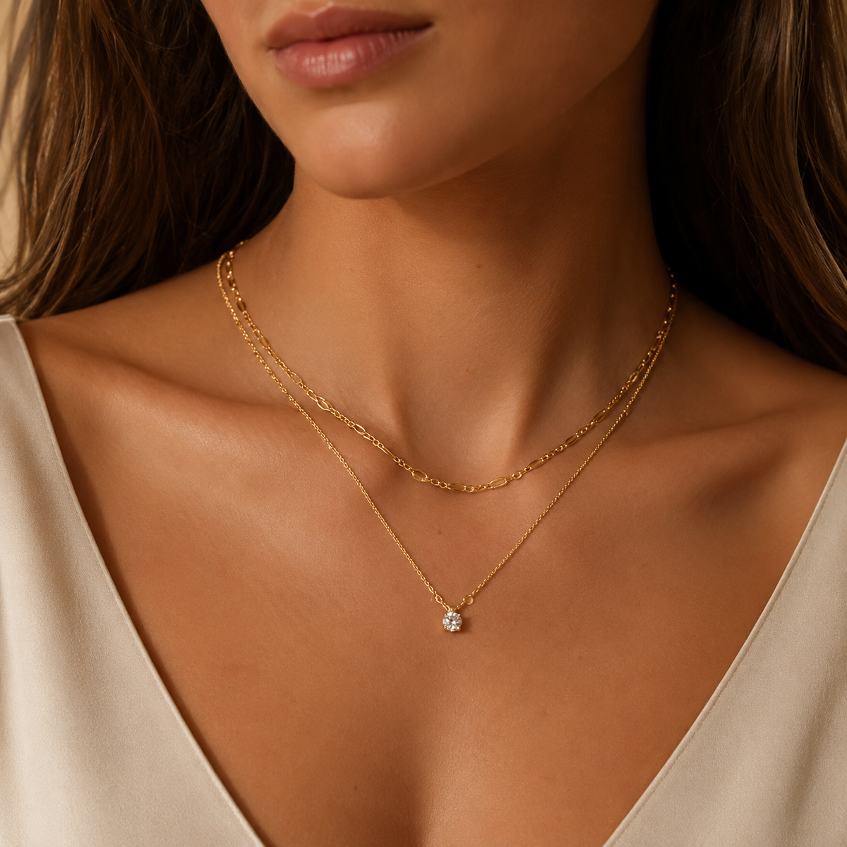 Layered CZ Chain Necklace