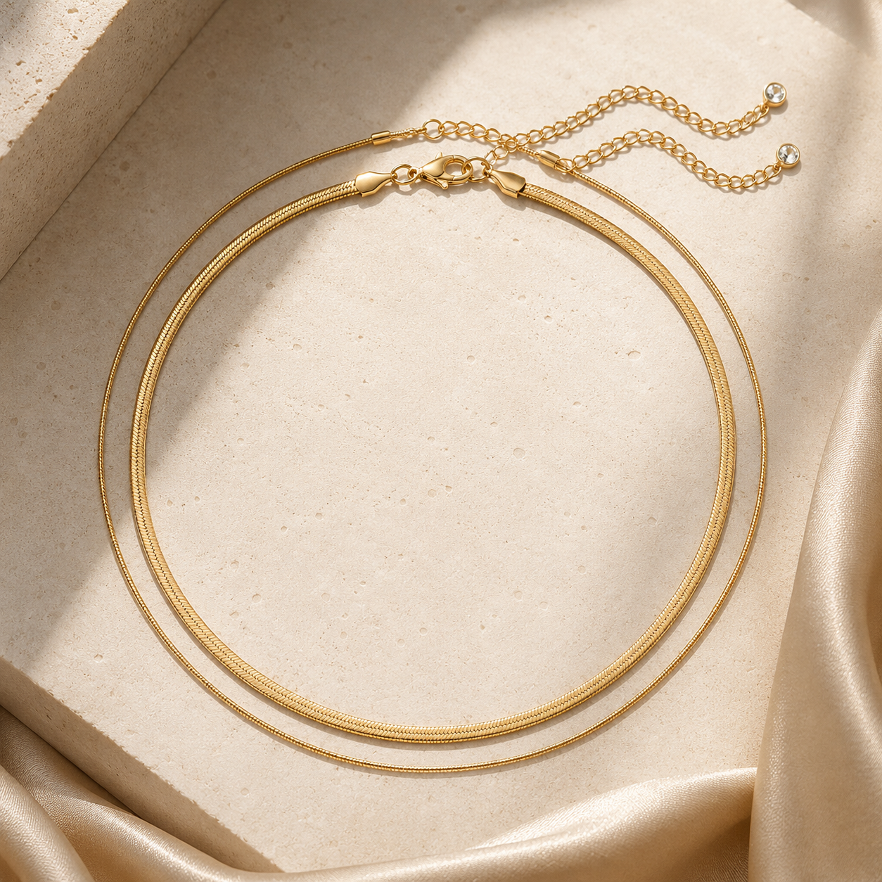 Layered Flat Snake Chain Necklace