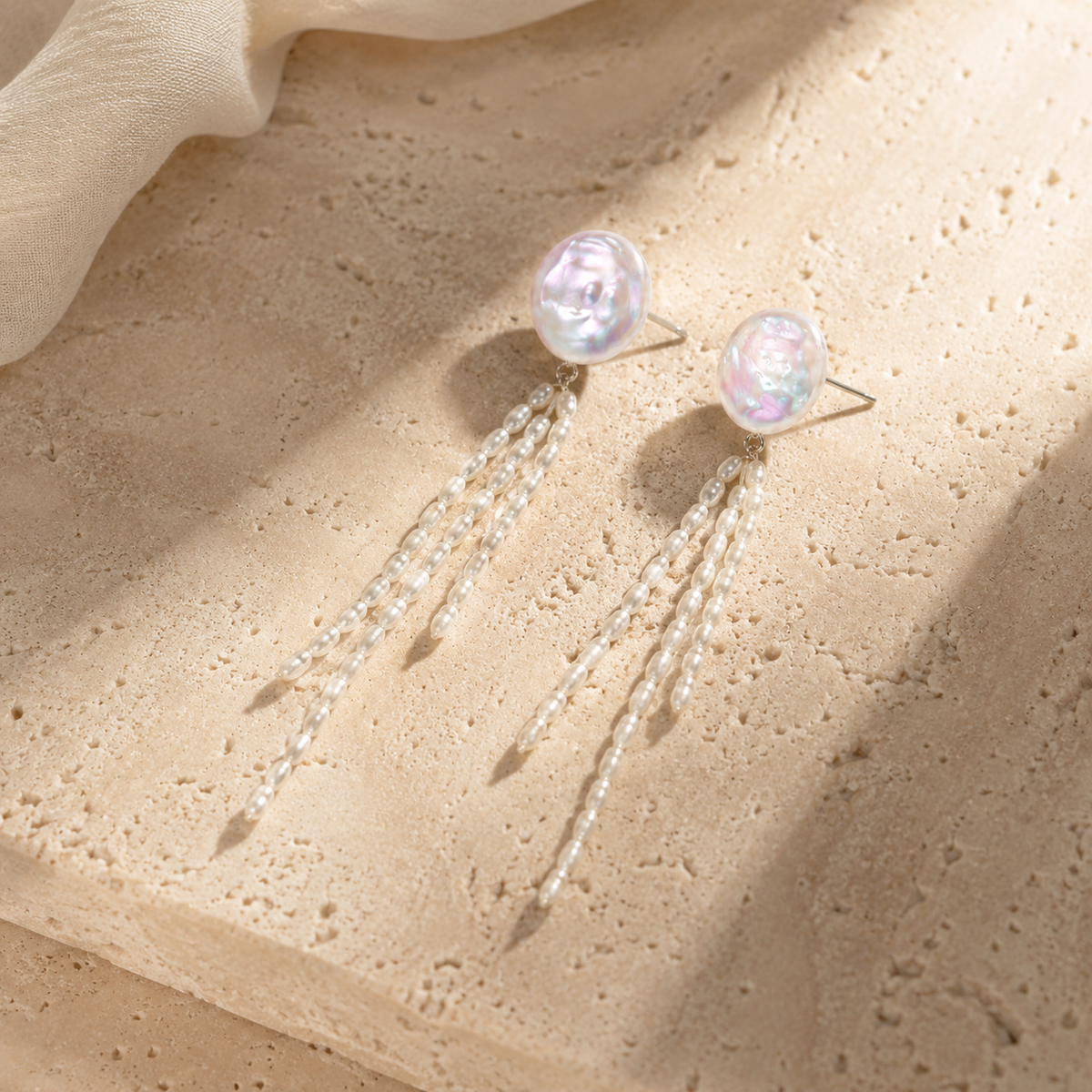 Natural Baroque Pearl Tassel Earrings
