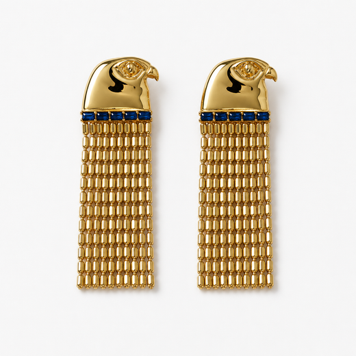 Vintage Egyptian Sun God Tassel Earrings