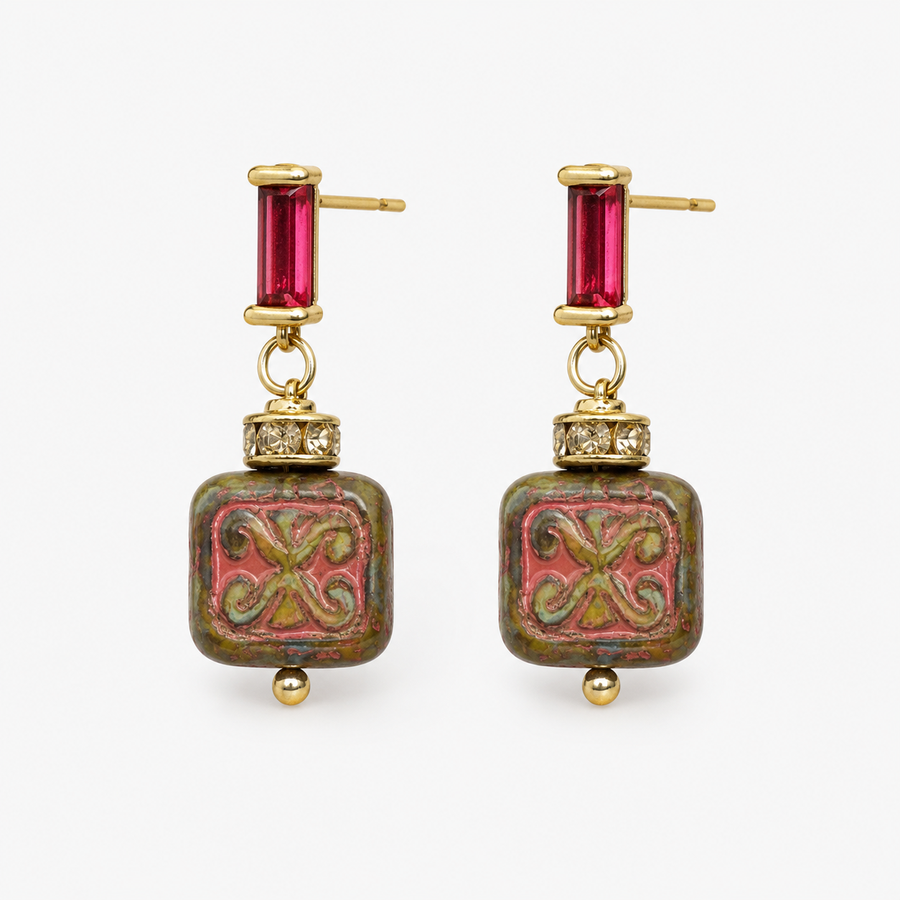 Hand-Painted Czech Glass Earrings