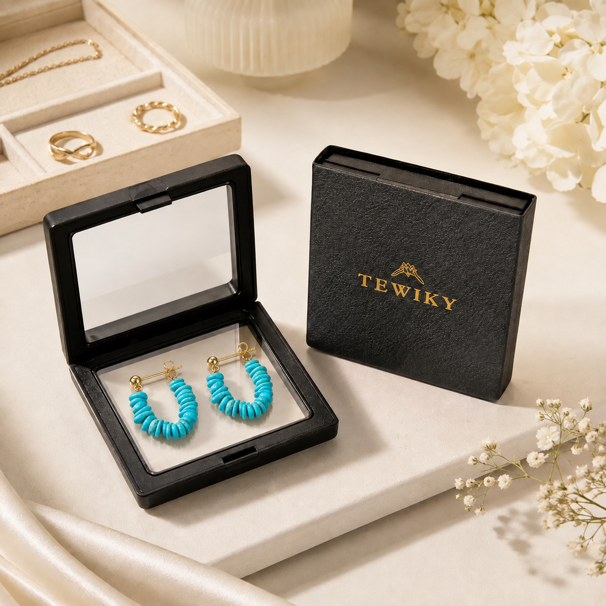 Natural Turquoise U-Shape Earrings