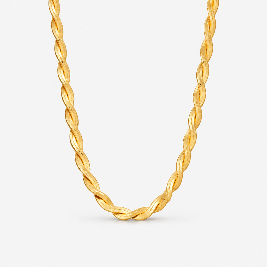 Twisted Herringbone Snake Chain Necklace