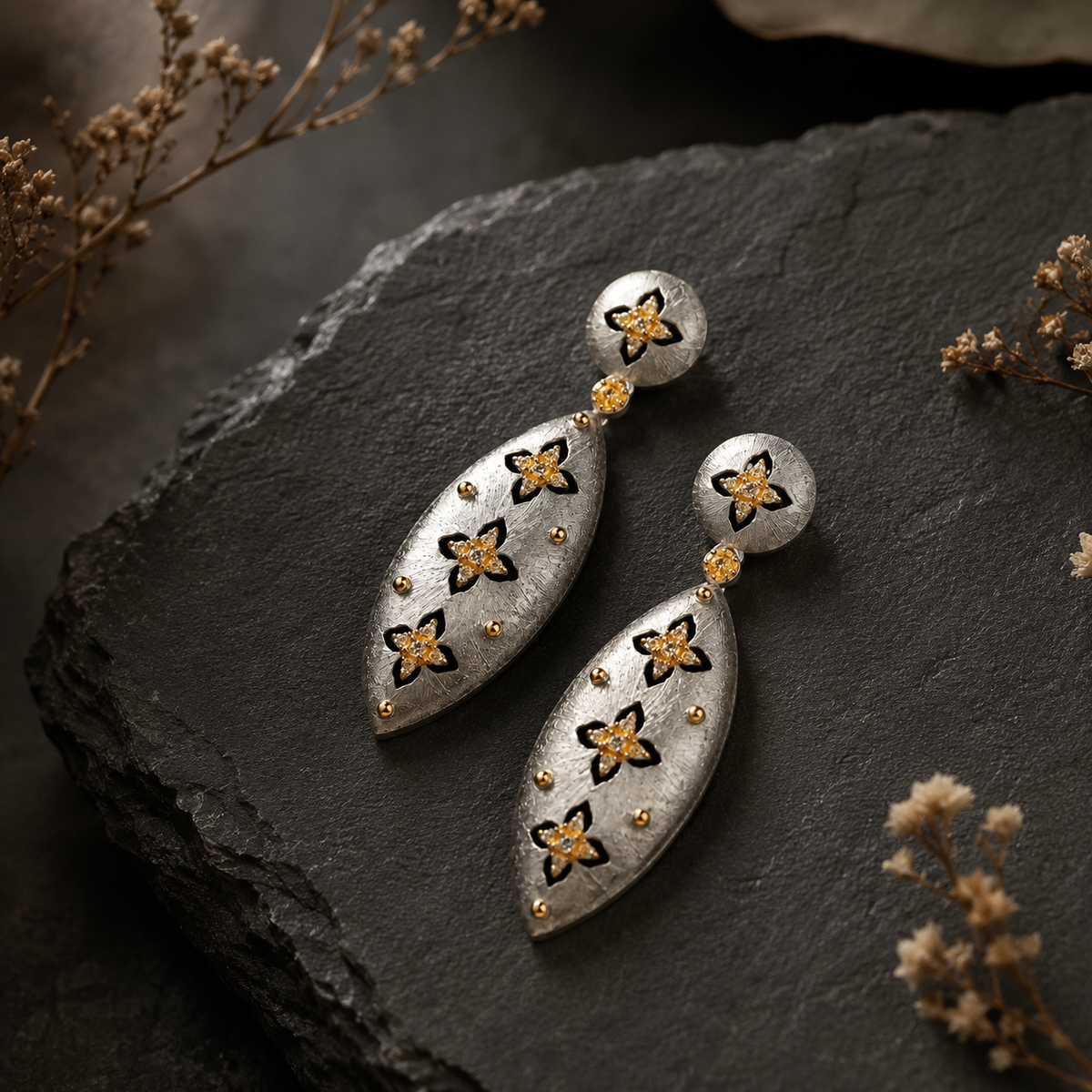 Clover Rhinestone Stud Earrings