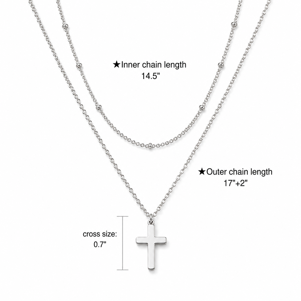 Layered Beaded Cross Necklace