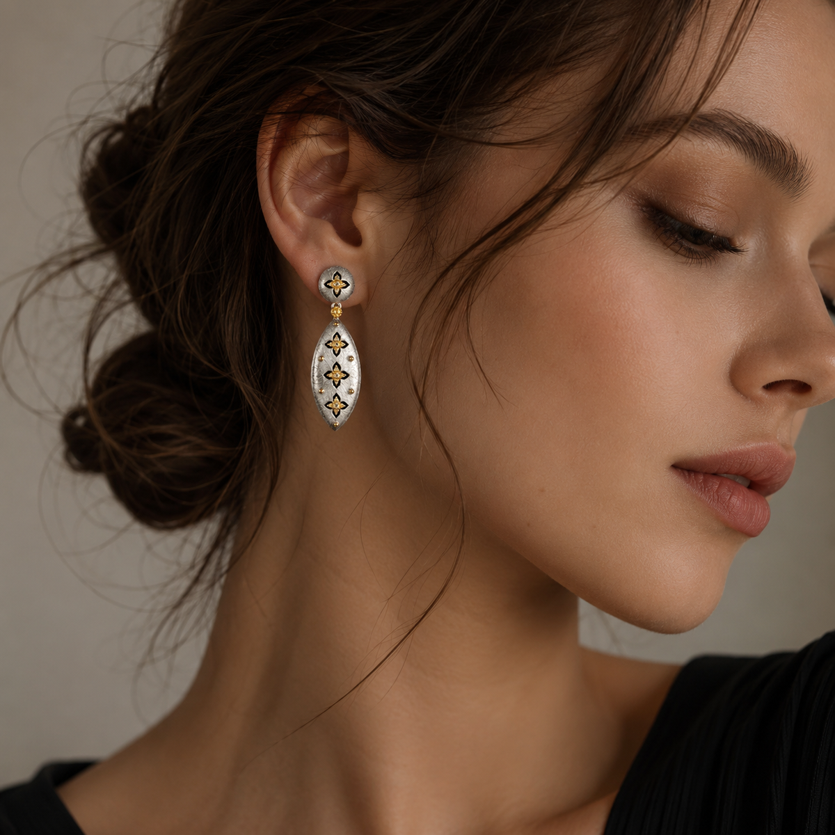 Clover Rhinestone Stud Earrings