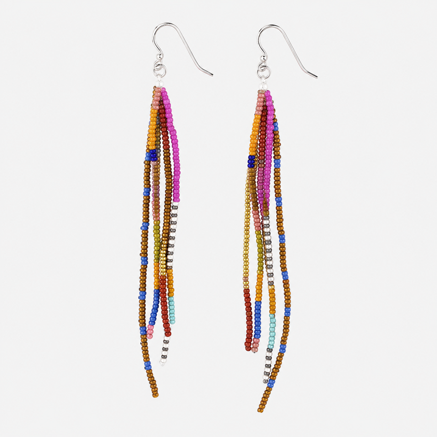 Colorful Boho Beaded Tassel Earrings