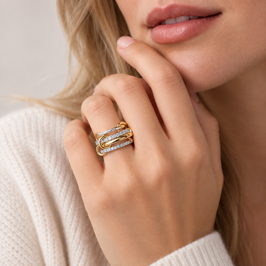 Interlocked CZ Stackable Ring