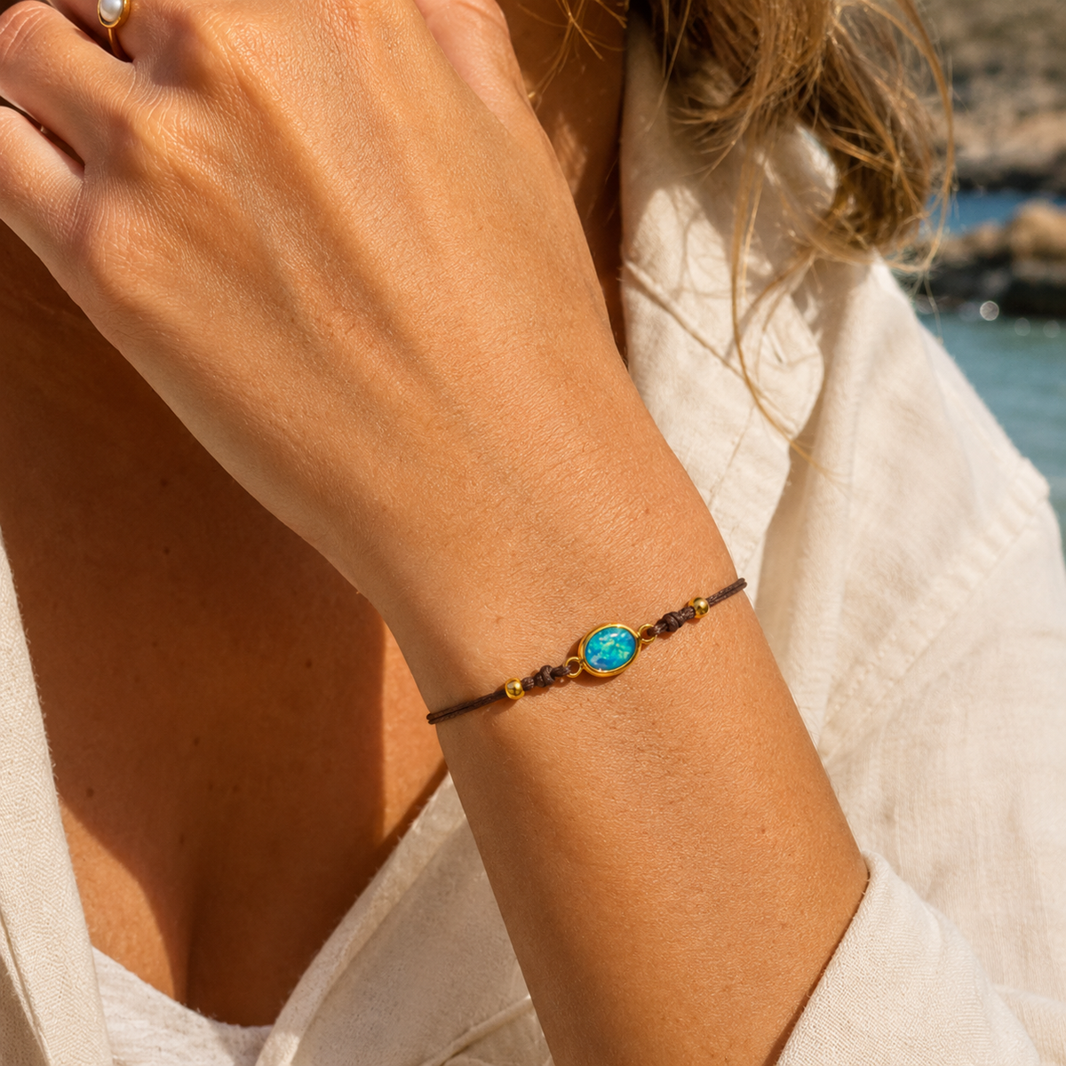 Iridescent Opal Adjustable Bracelet