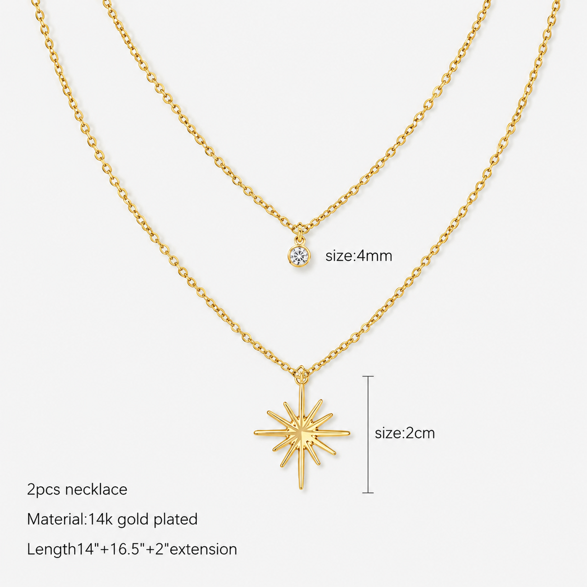 Layered Star CZ Necklace