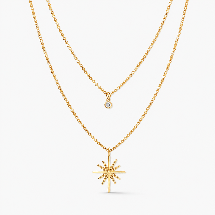 Layered Star CZ Necklace