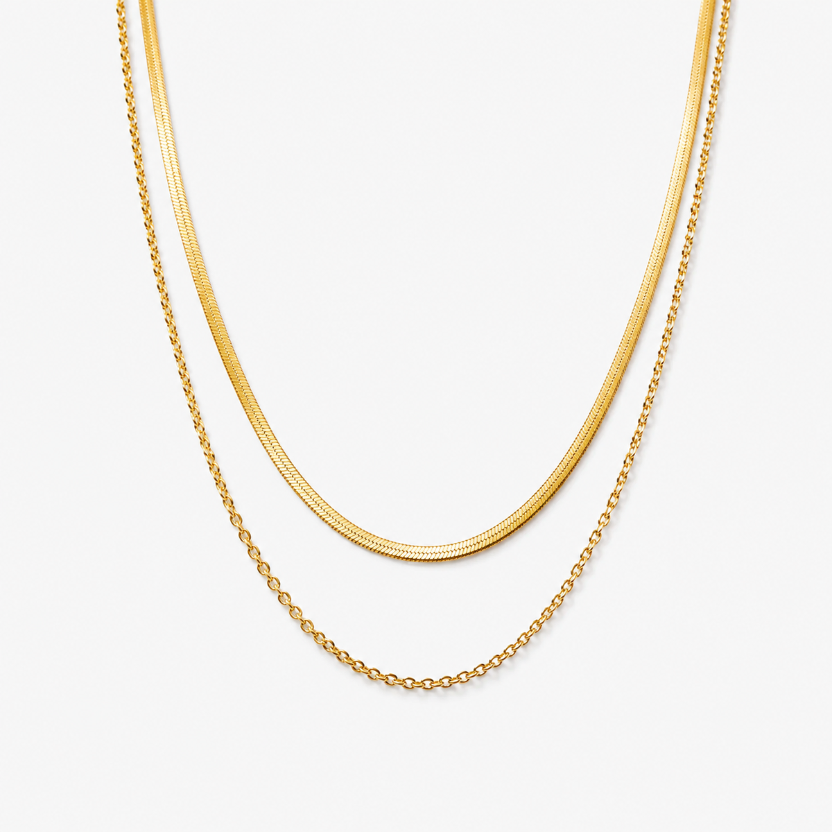 Layered Thin Choker with Wave Necklace