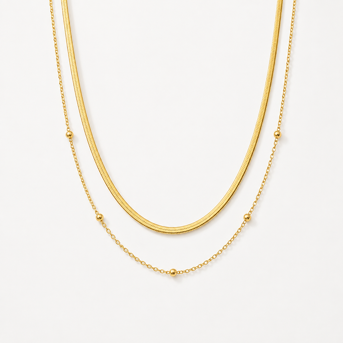 Layered Snake Beaded Chain Necklace