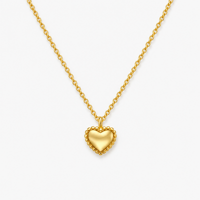 Beaded Puffed Heart Necklace
