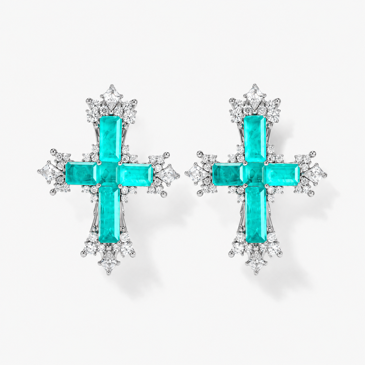 Paraiba Cross Stud Earrings