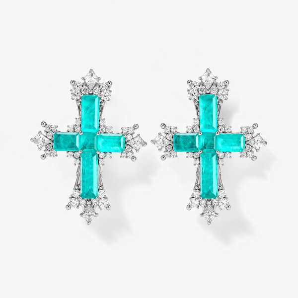 Paraiba Cross Stud Earrings