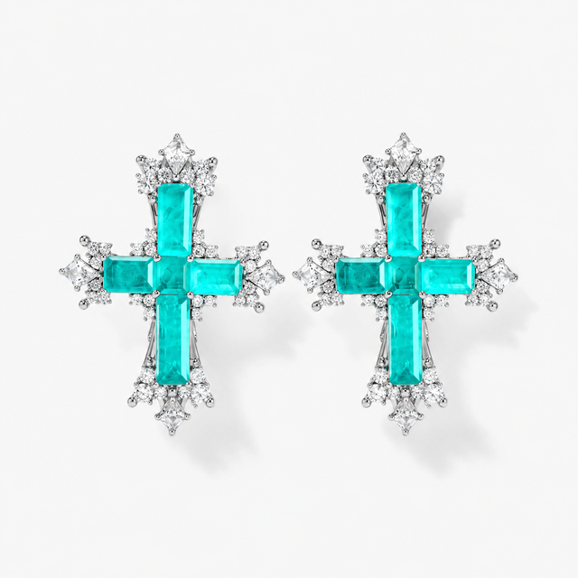Paraiba Cross Stud Earrings