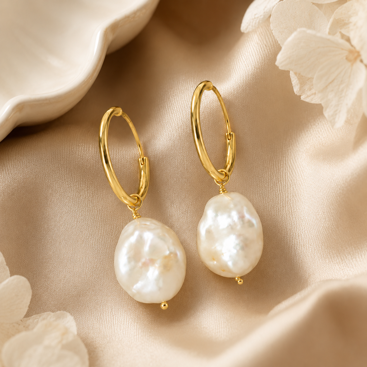 Natural Baroque Pearl Drop Earrings