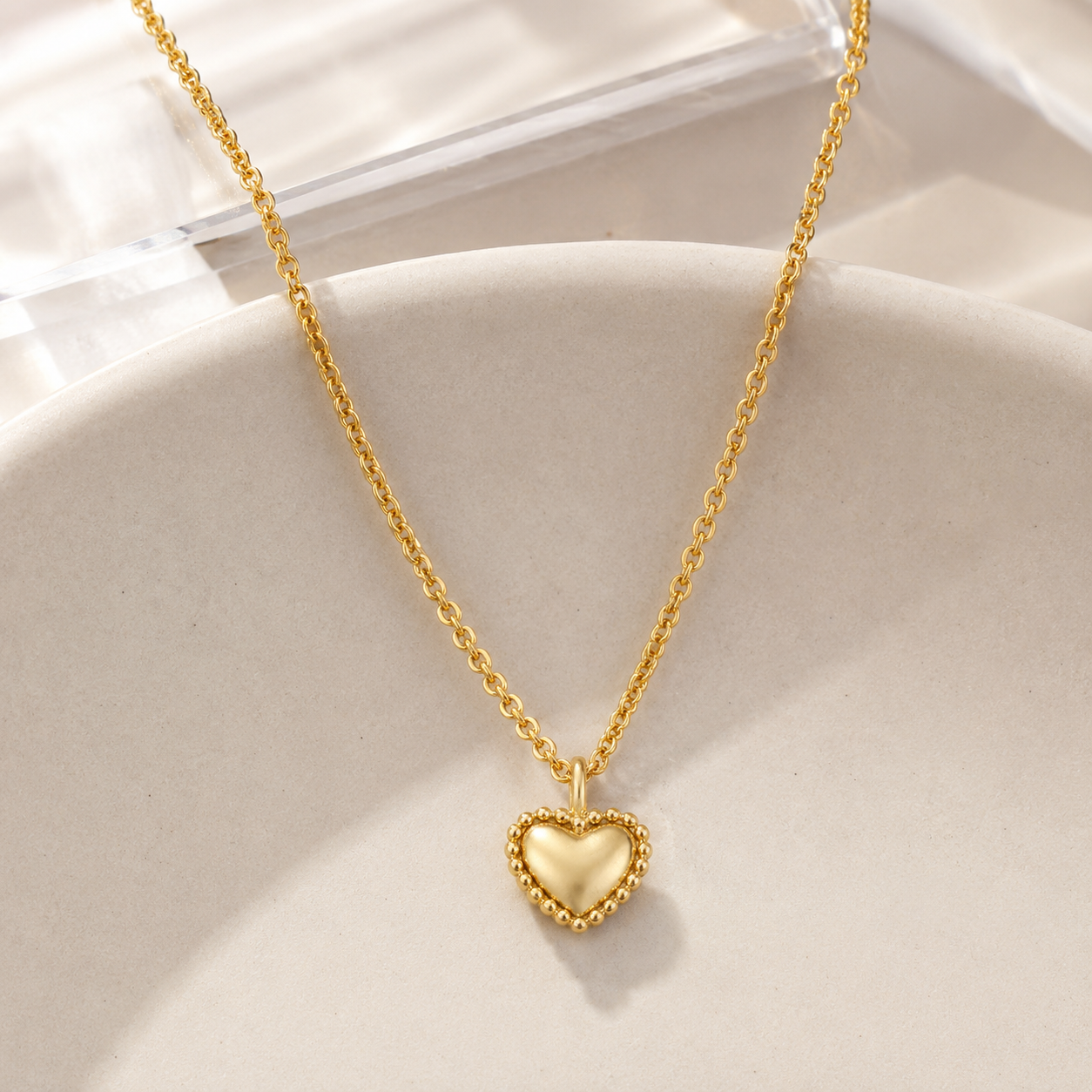 Beaded Puffed Heart Necklace