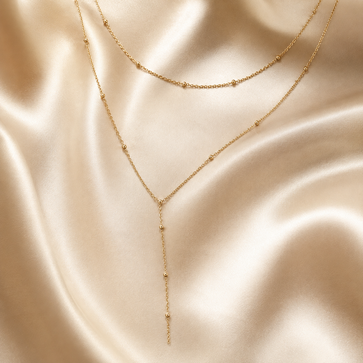 Layered Beaded Y Necklace